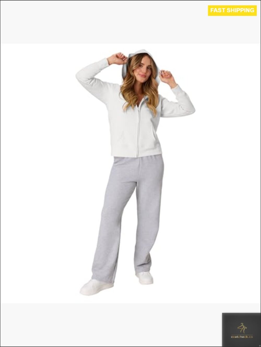 Midweight Full-Zip Hoodie Cozy Fleece Cotton Polyester Zip-Up Sweatshirt - Picture 6 of 7